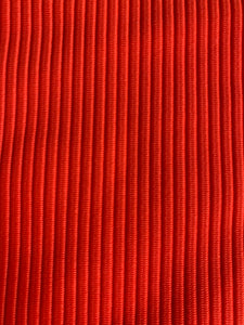 details of our firecracker red ribbed fabric